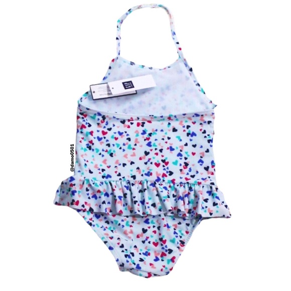 NWT Baby Gap Heart ❤️ Print Teal Halter Swimsuit - Picture 5 of 7
